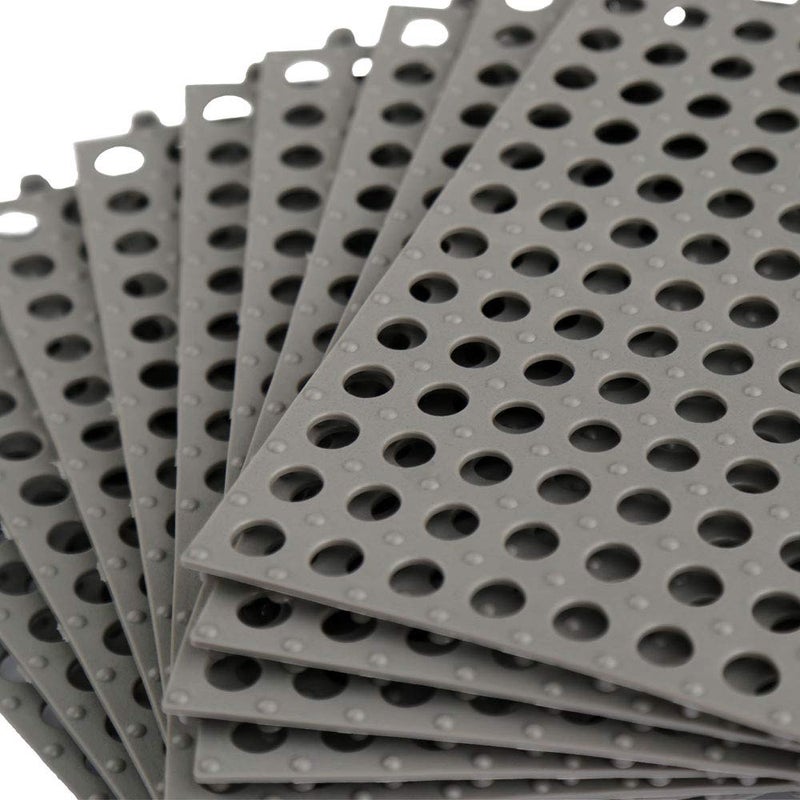 ALFEEL 10Pcs Interlocking Soft PVC Non-Slip Tile Splicing Waterproof Mat Drain Pool Shower Bath Kitchen Cushion 11.8" x 11.8" Mats Thin Type (11.8" x 11.8", Gray) - Image 2